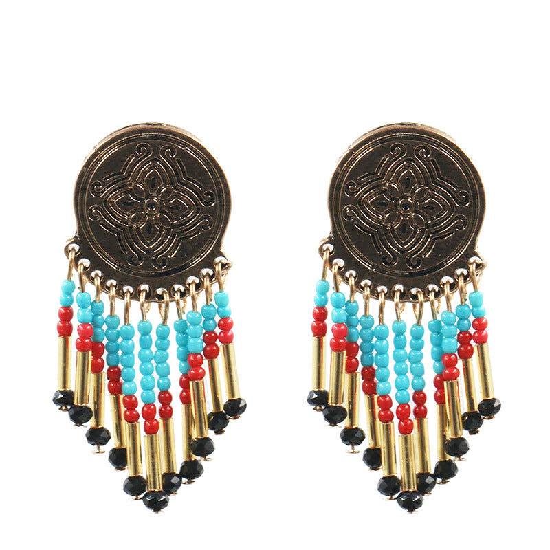 Bohemian pearl braided Tassel Earrings