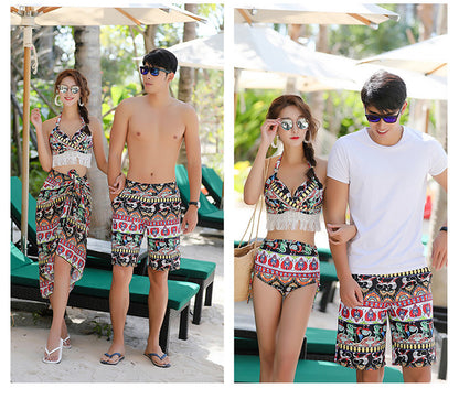 swimwear ladies split bikini+ Men beach pants Couple swimwear
