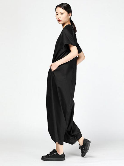 Casual Broaden Loosen Jumpsuit in Black or Green Color