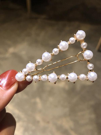 Hollow Faux Pearl Hair Clip Beaded Hair Clip