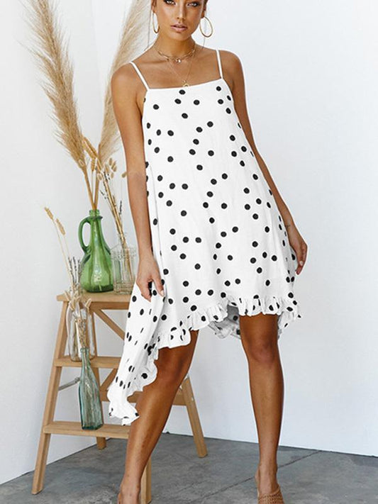 Bohemia Spaghetti-neck Dot Mini Dresses