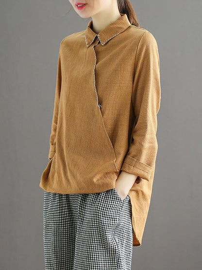 Embroidered Loose Cropped Shirt Top