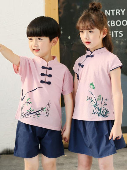 Traditional Boy and Girl Tang Suits Combo in White or Pink Color