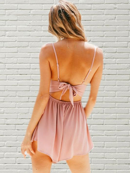 Bohemia Spaghetti-neck V-neck Mini Dresses