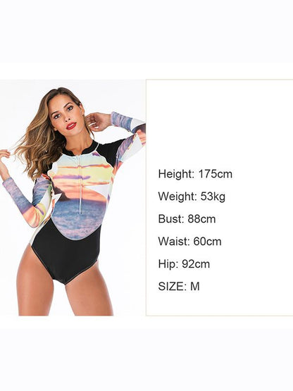 Contrast Zipper Collar One Piece Wetsuit