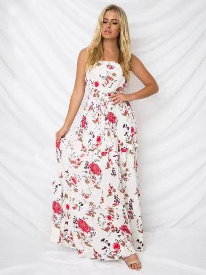 Bohemia Floral Off shoulder Waisted Maxi Dress