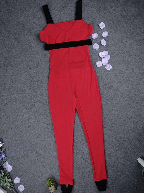 Red Sexy Split-Joint Yoga Jumpsuits
