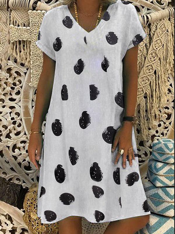 Loose Floral Short Sleeves Midi Dress