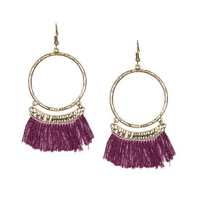 Large circle earrings long tassel pendant earrings