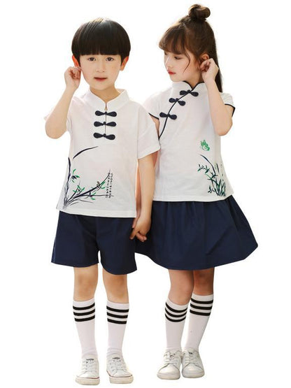 Traditional Boy and Girl Tang Suits Combo in White or Pink Color