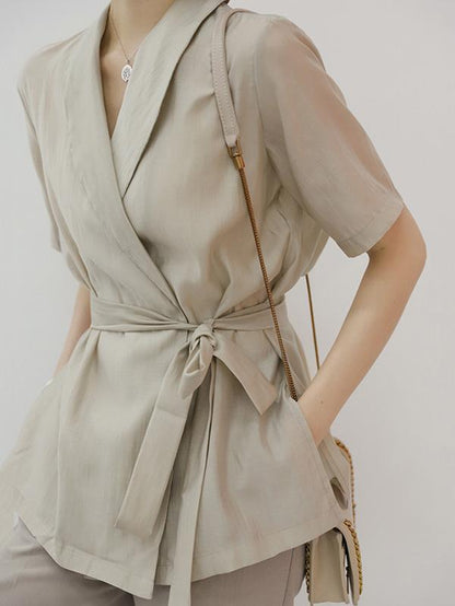 Literary Lace-up Slim Shirt