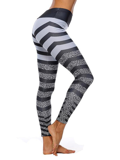 Printed  Zebra-stripe Split-joint Leggings