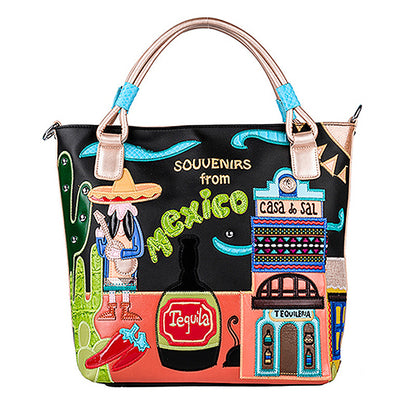 Wine glass cartoon Fashion bright leather personality creative embroidery bag