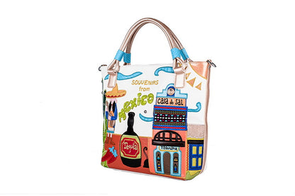 Wine glass cartoon Fashion bright leather personality creative embroidery bag
