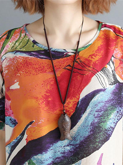 Loose Colorful Long Cotton Dress