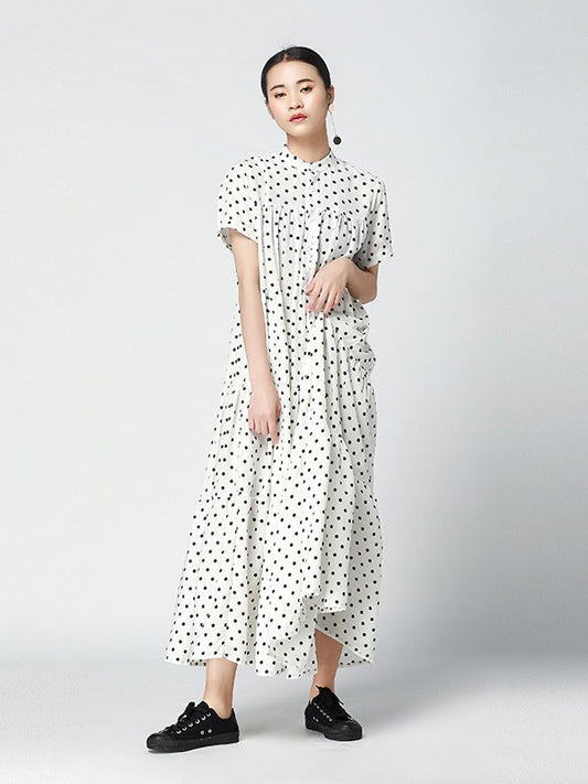 Vintage Polka-Dot Loose Tiered Cake Dress
