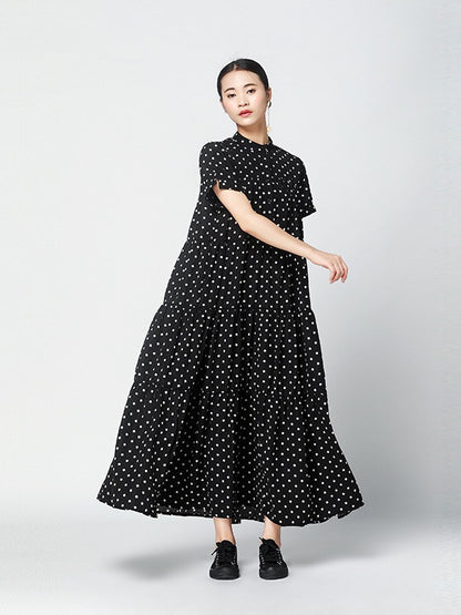 Vintage Polka-Dot Loose Tiered Cake Dress