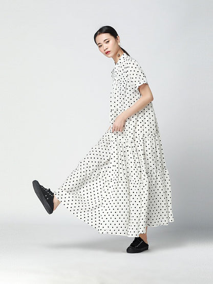 Vintage Polka-Dot Loose Tiered Cake Dress
