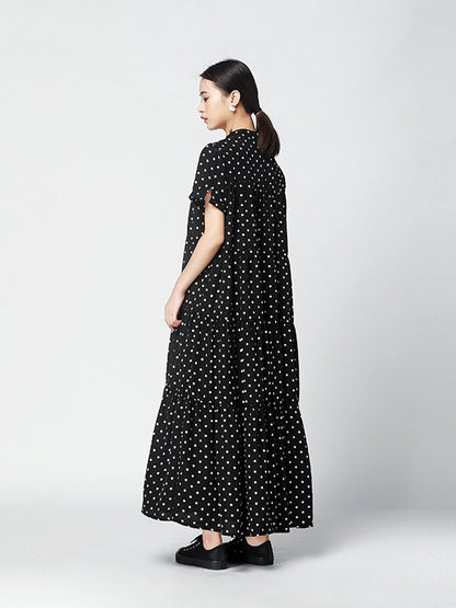 Vintage Polka-Dot Loose Tiered Cake Dress