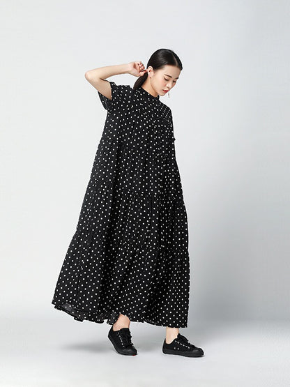 Vintage Polka-Dot Loose Tiered Cake Dress