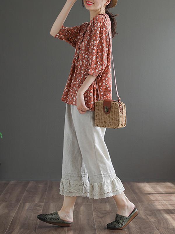 Artistic Retro Floral T-Shirts Tops