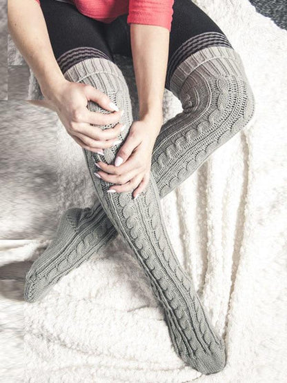 Solid Twisted Over Knee High Leg Warmers