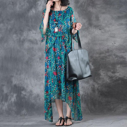 Elegant Printing Irregular Summer Women Dress