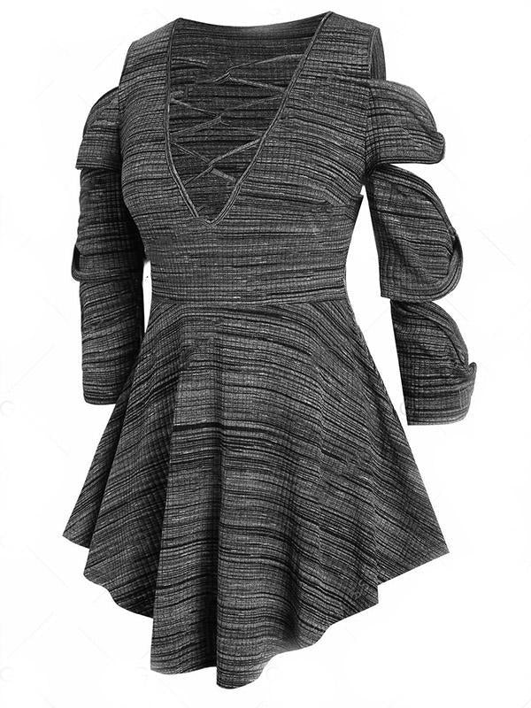 Vintage Solid Round-Neck Mini Dresses