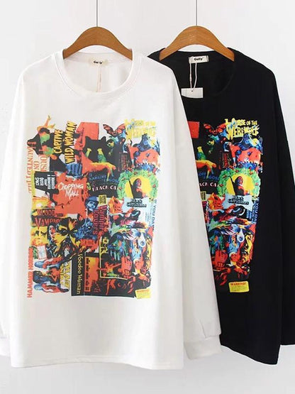 Loose Colorful Painting Graffiti Sweatshirt