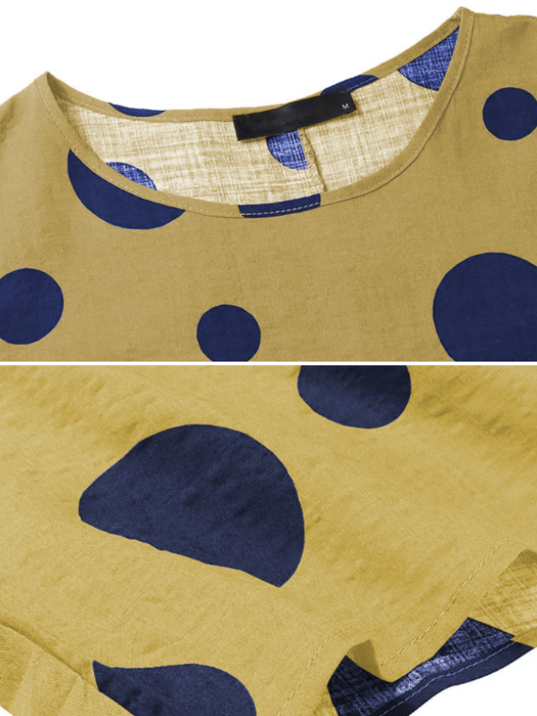 Casual Polka-Dot Batwing Sleeves Round-Neck Maxi Dress
