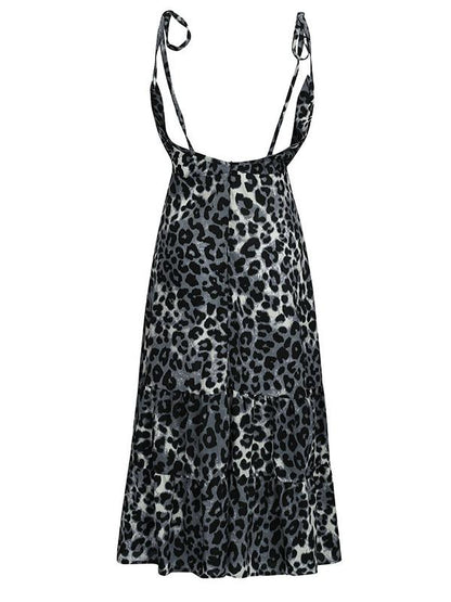Leopard Halterneck Backless Dress