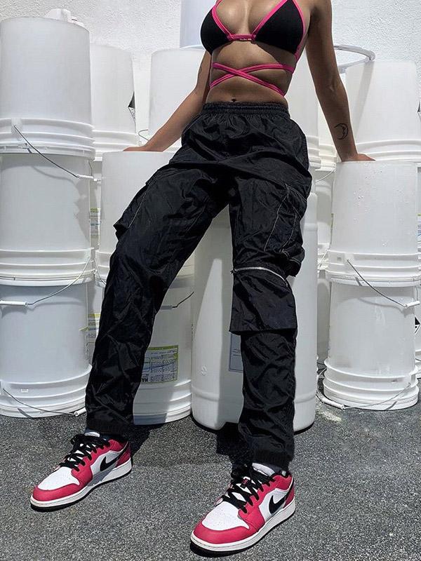 Fashion Solid Pocket Harem Pants