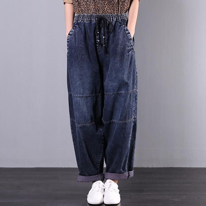 Buykud Symmetrical Pocket Casual Comfort Loose Jeans