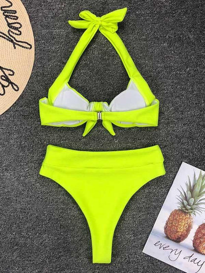 Neon Ribbed Underwired Bikini Swimsuit