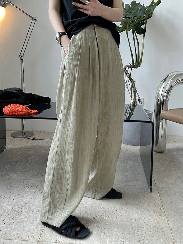 Simple Solid Color High Waisted Wide Leg Pants
