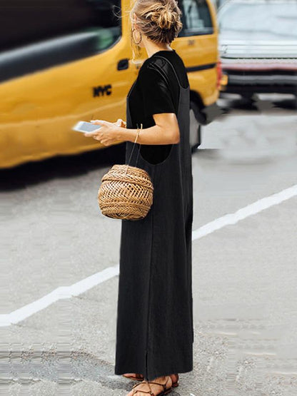 Spagetti-neck Loose Long Jumpsuits