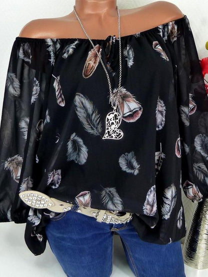 Plus Size V-neck Five-quarter Sleeves Shirt