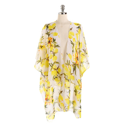 3 Style Chiffon Lemon Pattern Beach Jacket Bikini Swimsuit Cover