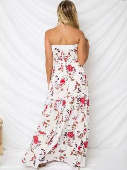 Bohemia Floral Off shoulder Waisted Maxi Dress