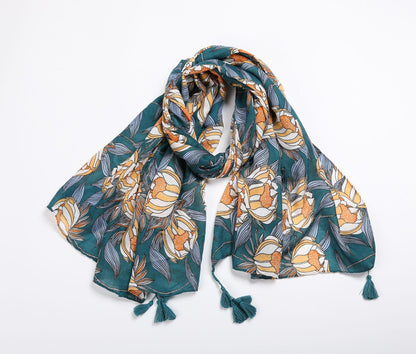 Big flower banquet warm cotton tassel scarf