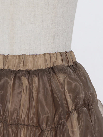 Fashion Solid Color Split-Joint A-Line Bubble Skirt