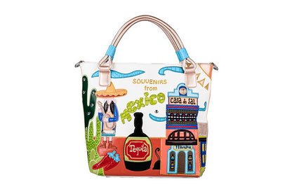 Wine glass cartoon Fashion bright leather personality creative embroidery bag