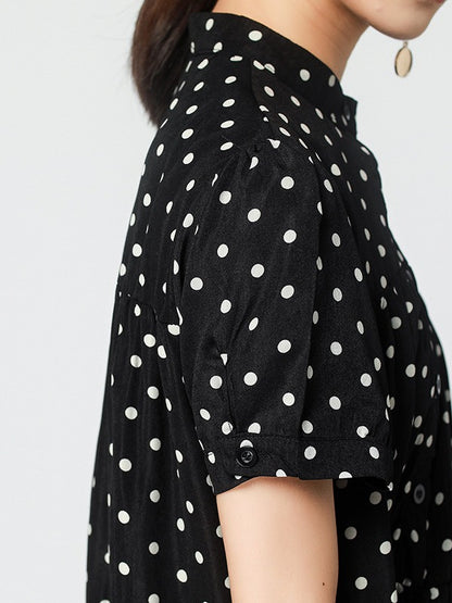 Vintage Polka-Dot Loose Tiered Cake Dress