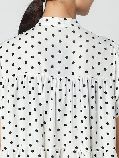 Vintage Polka-Dot Loose Tiered Cake Dress