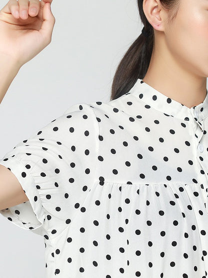 Vintage Polka-Dot Loose Tiered Cake Dress
