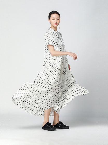 Vintage Polka-Dot Loose Tiered Cake Dress