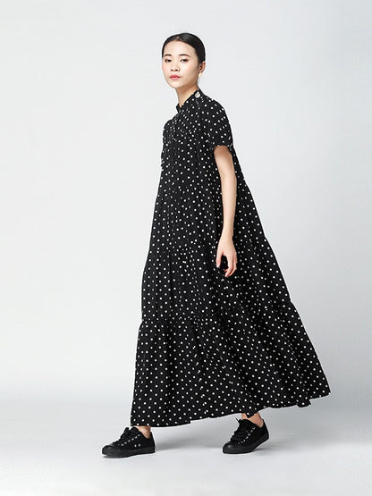 Vintage Polka-Dot Loose Tiered Cake Dress