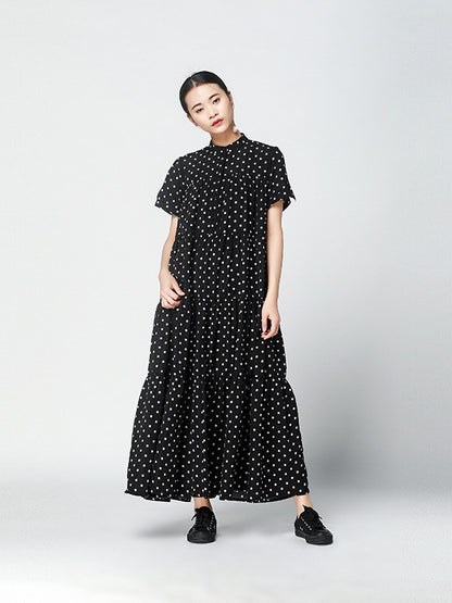 Vintage Polka-Dot Loose Tiered Cake Dress