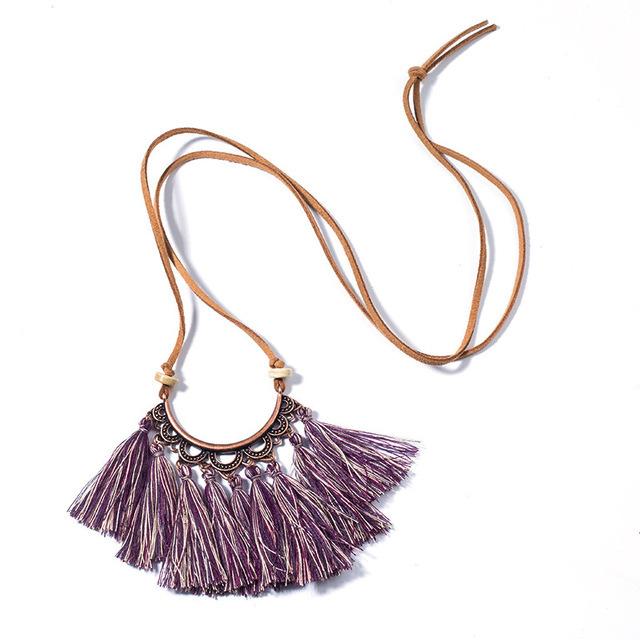 Popular tassel long fashion creative flower vintage necklace