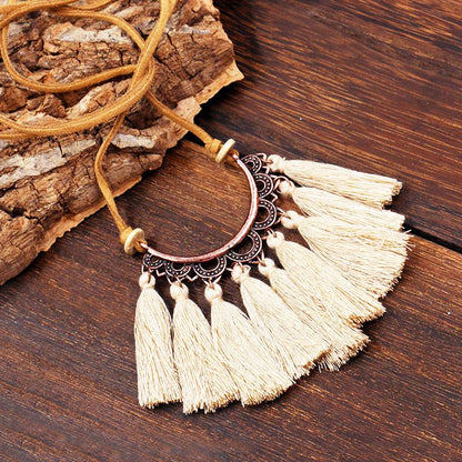 Popular tassel long fashion creative flower vintage necklace